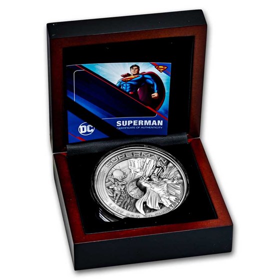2025 Barbados 10 oz Silver Antique Superman (w/ Box &amp; COA)