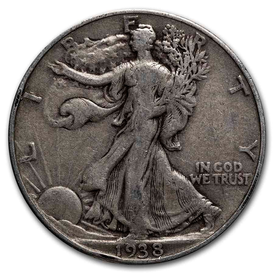1938 Walking Liberty Halves 20-Coin Roll Avg Circ