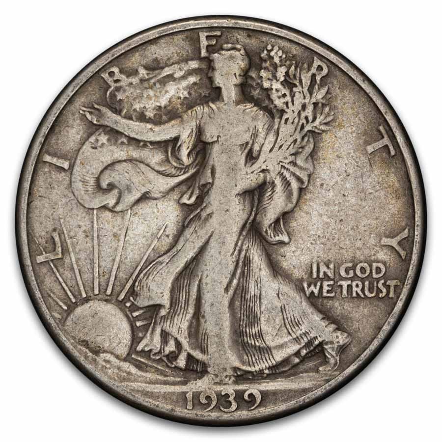 1939-D Walking Liberty Halves 20-Coin Roll Avg Circ