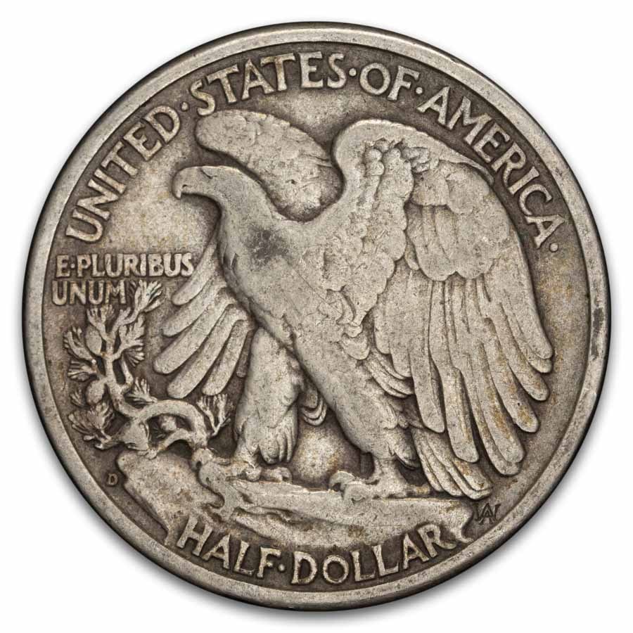 1939-D Walking Liberty Halves 20-Coin Roll Avg Circ