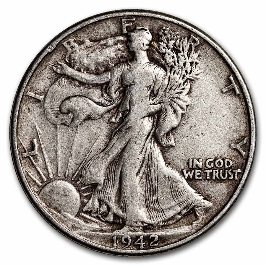 1942 Walking Liberty Halves 20-Coin Roll Avg Circ
