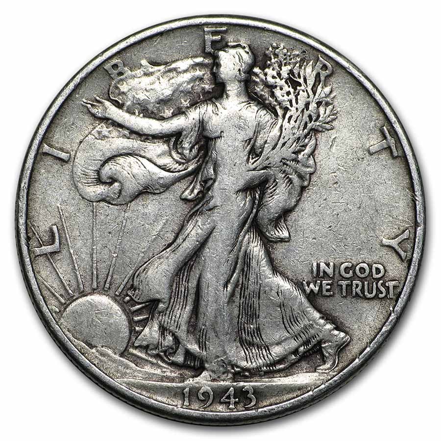 1943 Walking Liberty Halves 20-Coin Roll Avg Circ