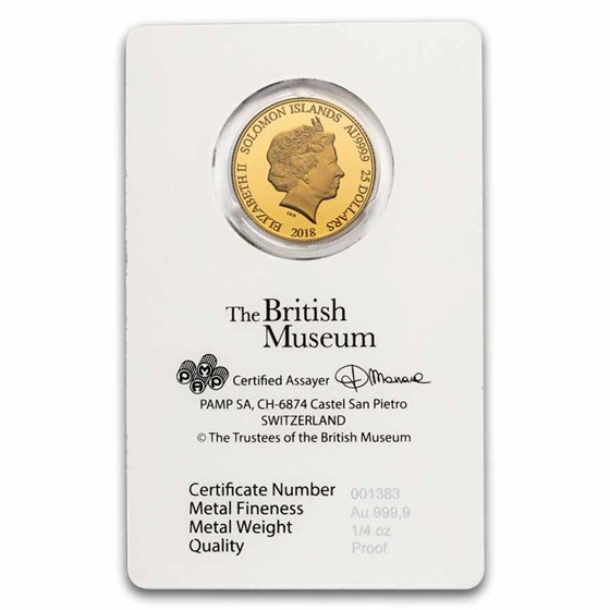 2018 SI 1/4 oz Gold $25 British Museum - Greek Helmet