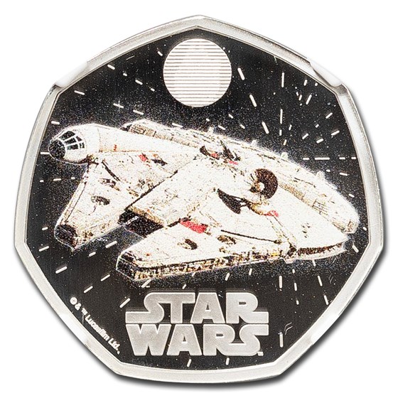 2024 GB Star Wars: Millennium Falcon 50 Pence Silver PF-70 NGC