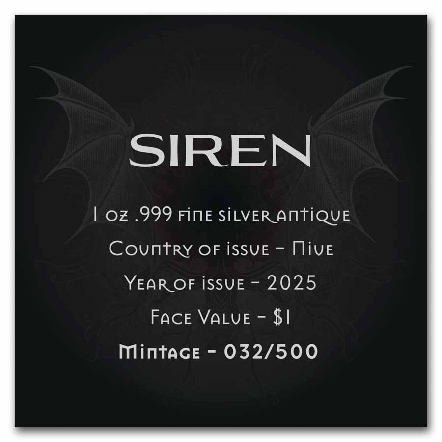2025 Niue 1 oz Silver Antique Mythical Creatures; The Siren