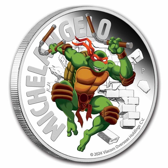 2024 TUV 1 oz Silver Colorized TMNT Michelangelo Proof (Box)