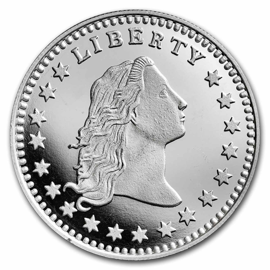 1 oz Silver Round - Flowing Hair Dollar Design