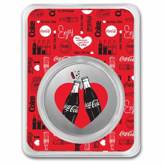 Coca-Cola® 1 oz Silver Colorized Love Round (in TEP) Coca-Cola® 1 oz Silver Colorized Love Round (in TEP)