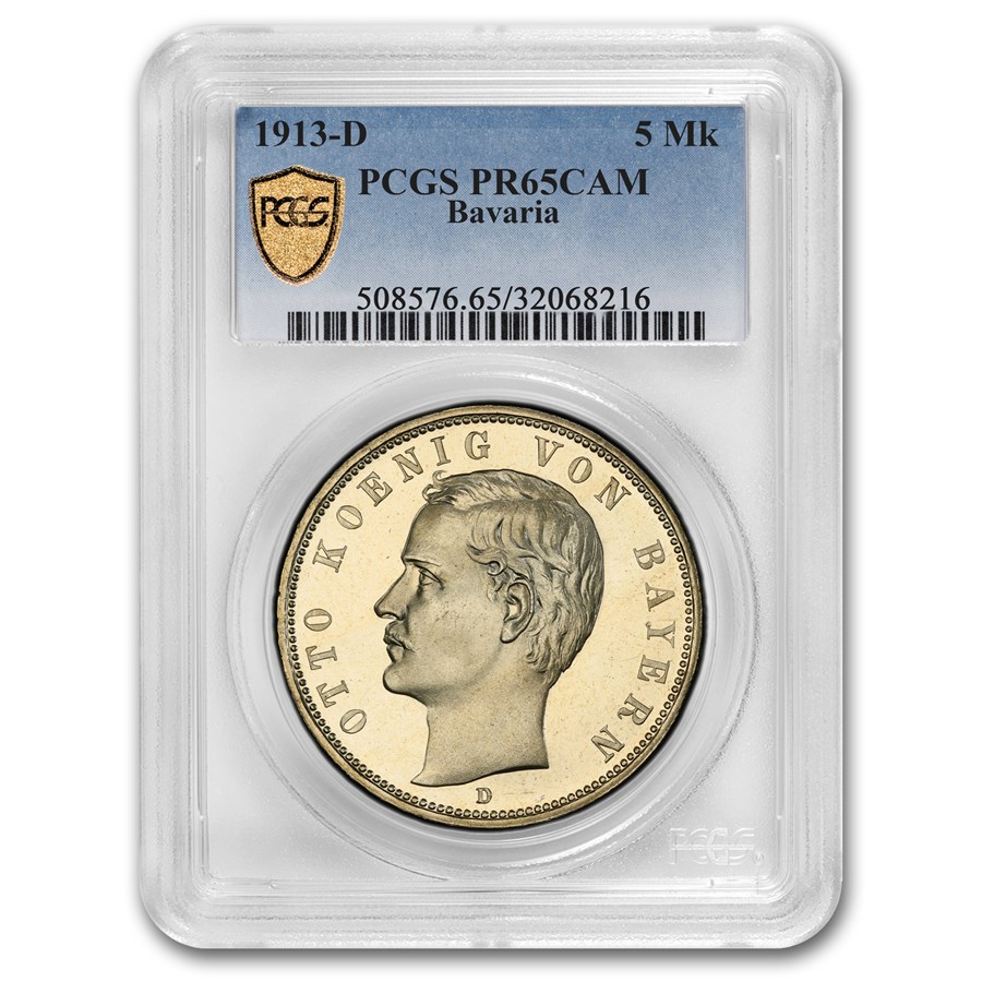 1913-D Germany Silver 5 Mark PR-65 Cameo PCGS