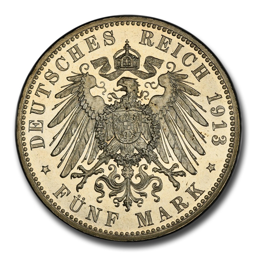 1913-D Germany Silver 5 Mark PR-65 Cameo PCGS