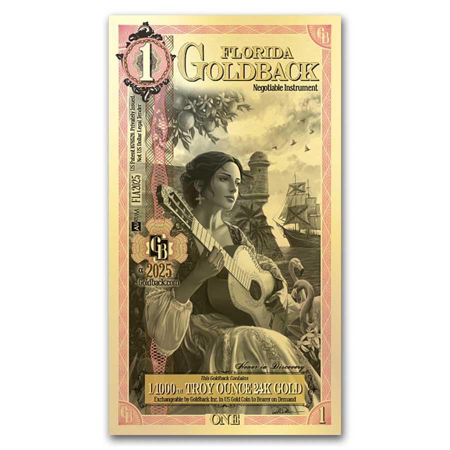 1 Florida Goldback - Aurum Gold Foil Note (24k)