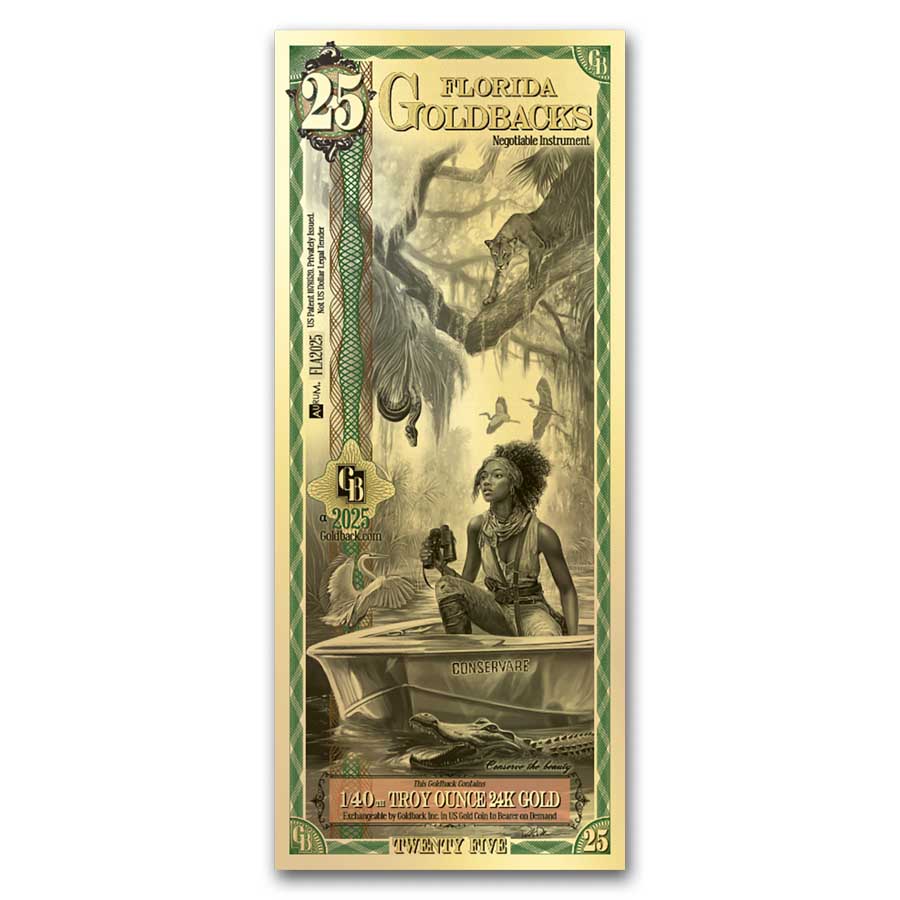 25 Florida Goldback - Aurum Gold Foil Note (24k)