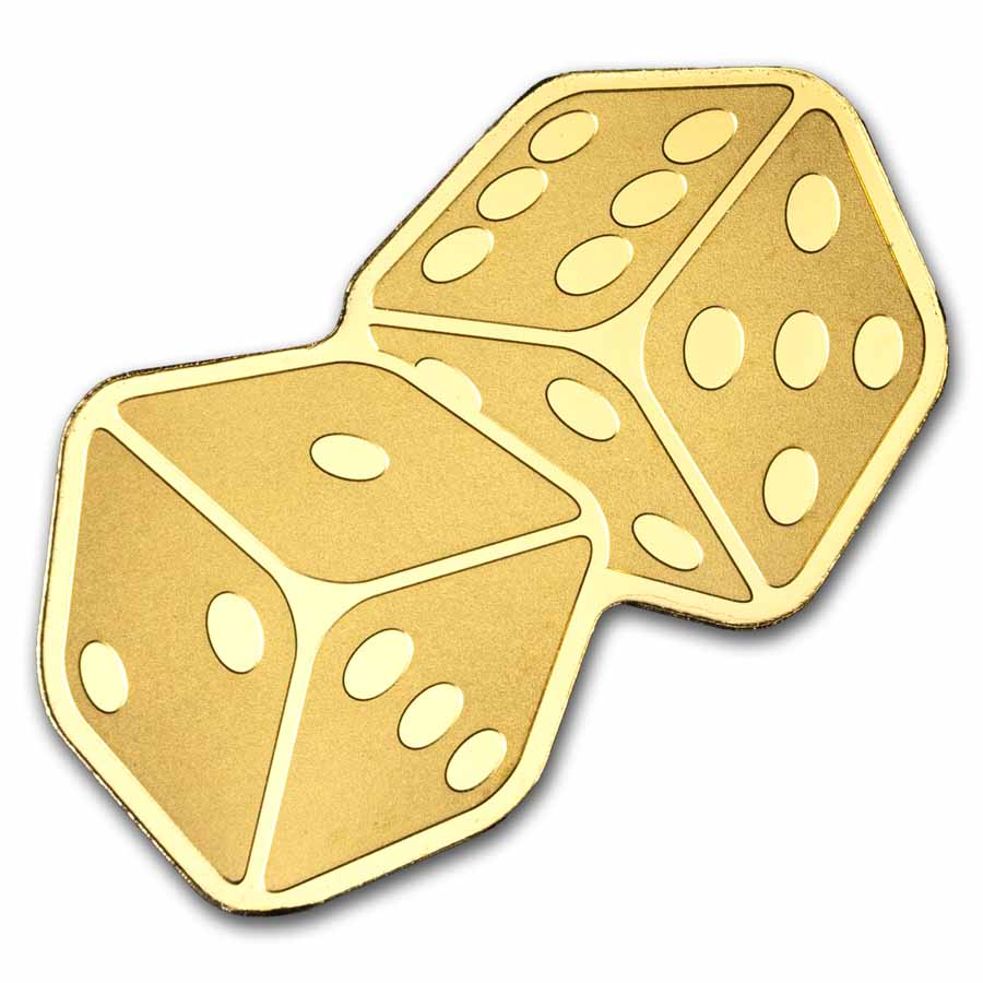 Palau 1/2 gram Gold $1 Golden Highlights Dice Shaped Coin