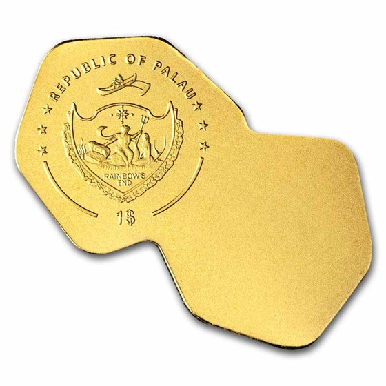 Palau 1/2 gram Gold $1 Golden Highlights Dice Shaped Coin