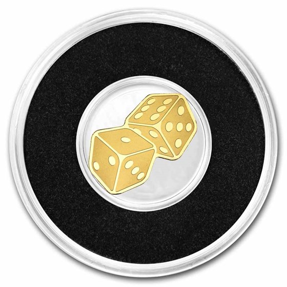 Palau 1/2 gram Gold $1 Golden Highlights Dice Shaped Coin