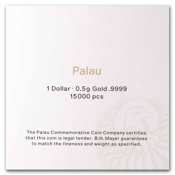 Palau 1/2 gram Gold $1 Golden Highlights Dice Shaped Coin