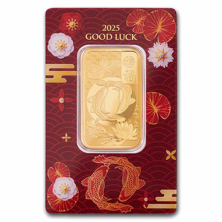 2025 1 oz Gold Bar - PAMP Good Luck Koi Fish (Assay)