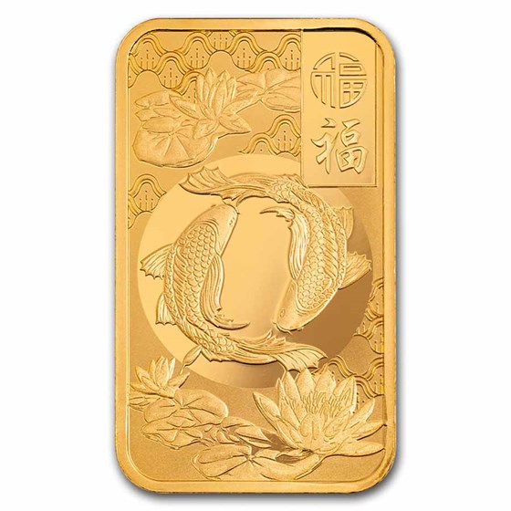 2025 1 oz Gold Bar - PAMP Good Luck Koi Fish (Assay)