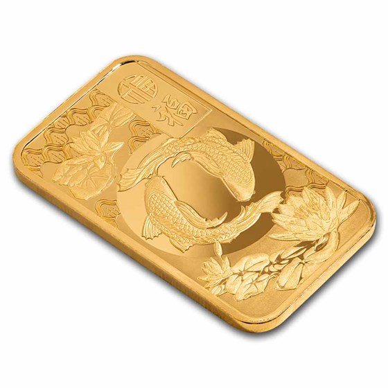2025 1 oz Gold Bar - PAMP Good Luck Koi Fish (Assay)