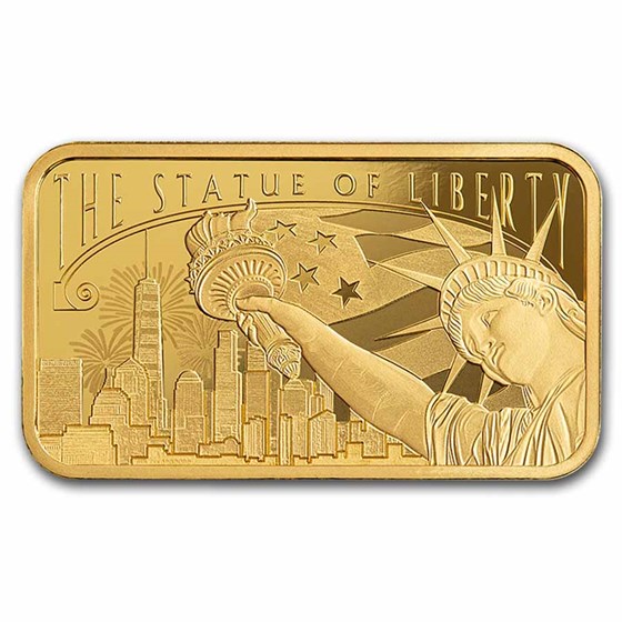 1 oz Gold Bar - PAMP America the Free Statue of Liberty (Assay)