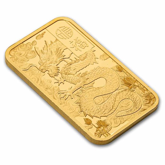 2025 1 oz Gold Bar – PAMP Good Luck Yellow Dragon (Assay)