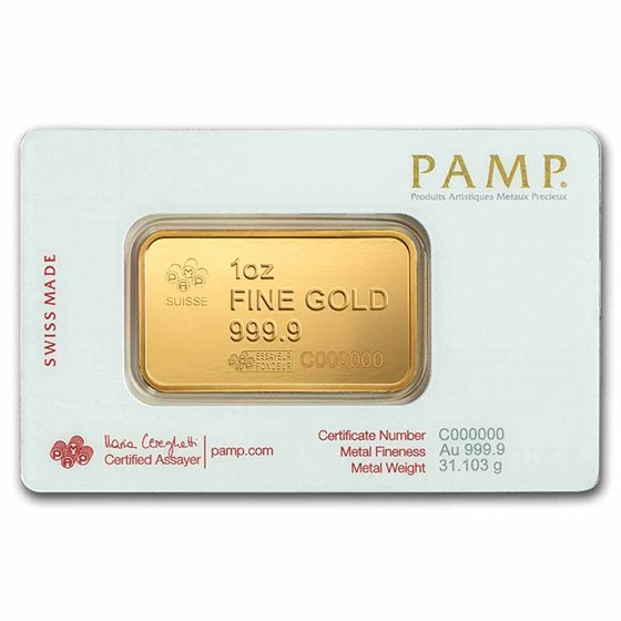 1 oz Gold Bar – PAMP America the Free Liberty Bell (Assay)