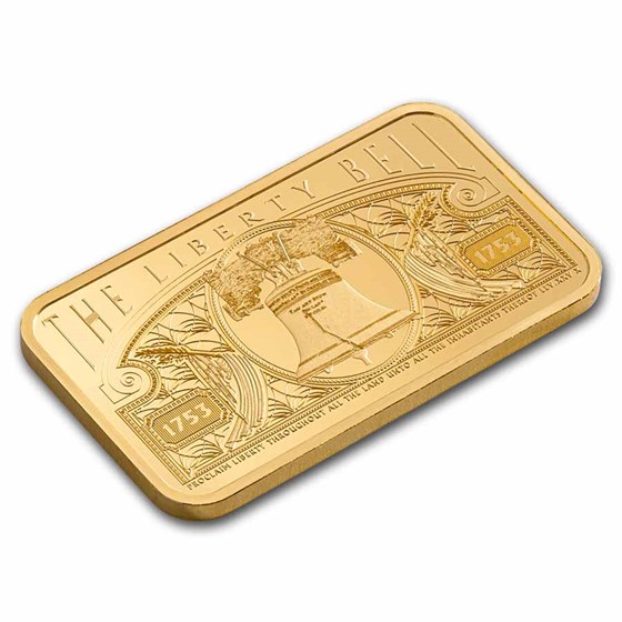 1 oz Gold Bar – PAMP America the Free Liberty Bell (Assay)