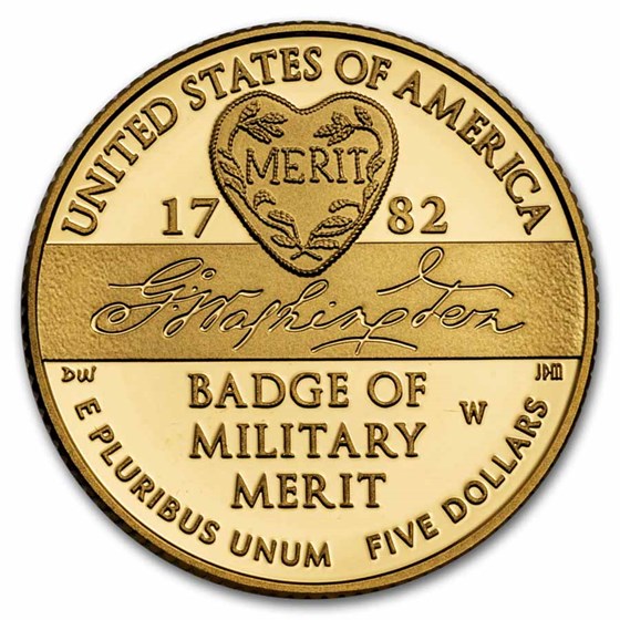 2022-W Gold $5 Commem Purple Heart Proof (w/Box &amp; CoA)