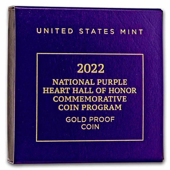 2022-W Gold $5 Commem Purple Heart Proof (w/Box &amp; CoA)