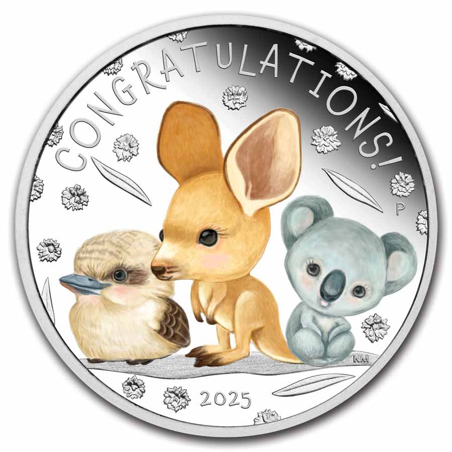 2025 Tuvalu 1/2 oz Silver Colorized Newborn Proof (Box)