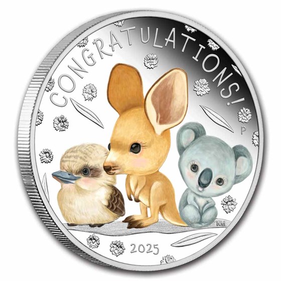 2025 Tuvalu 1/2 oz Silver Colorized Newborn Proof (Box)