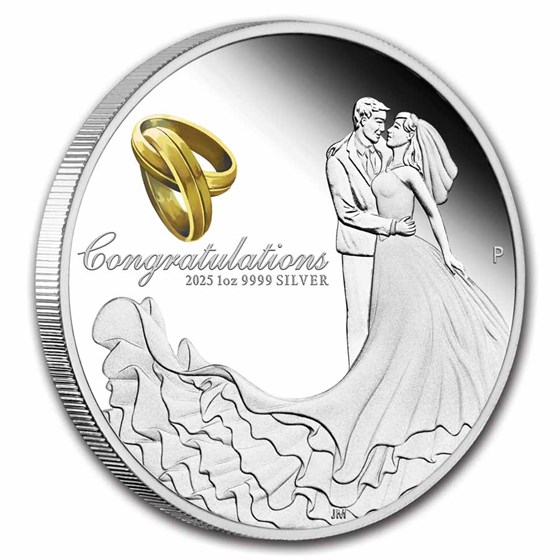 2025 Australia 1 oz Silver Colorized Wedding Proof (Box)