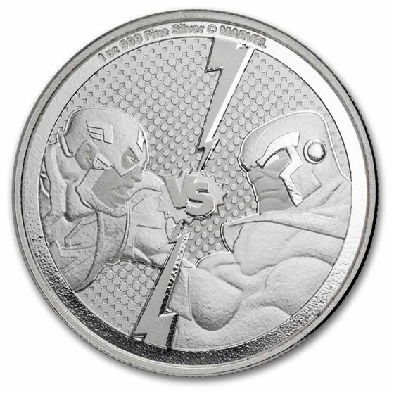 2025 1 oz Ag $2 Captain America vs Thanos (MD® Premier + PCGS FS)