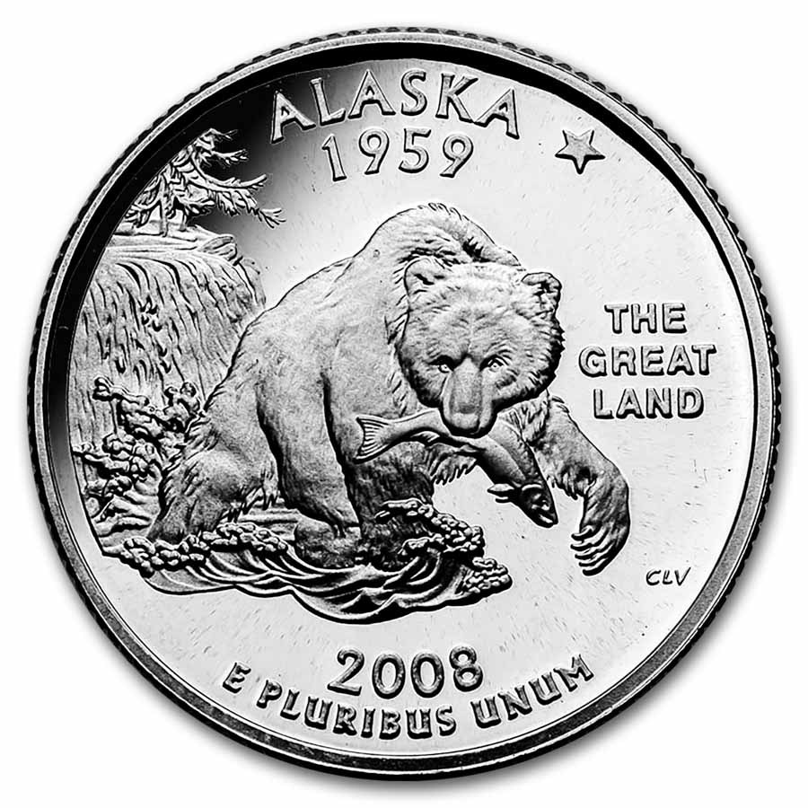 2008-S Alaska State Quarter Gem Proof 40-Coin Roll (Silver)