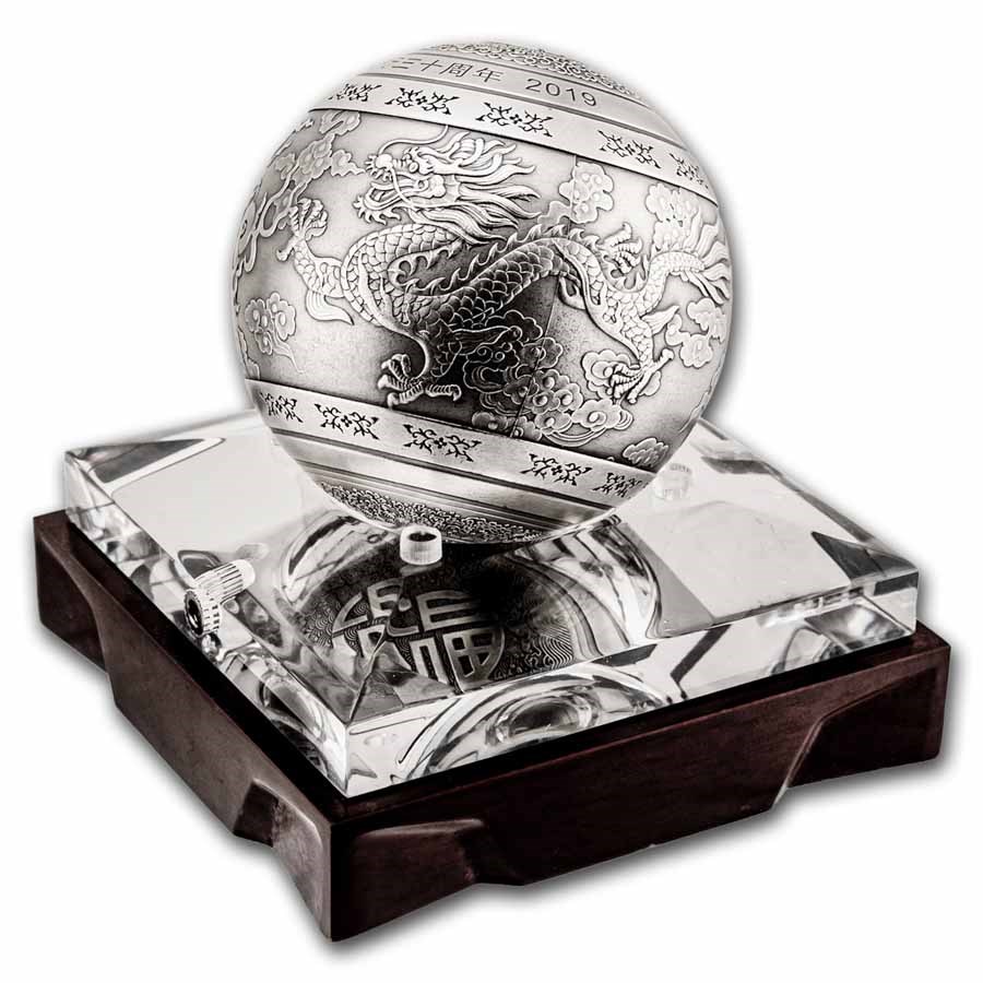 2019 China 1 kilo Silver Dragon & Phoenix Sphere (Box & COA)