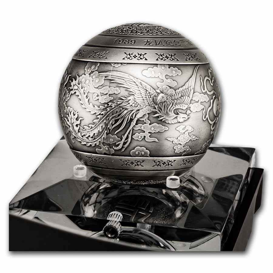 2019 China 1 kilo Silver Dragon & Phoenix Sphere (Box & COA)