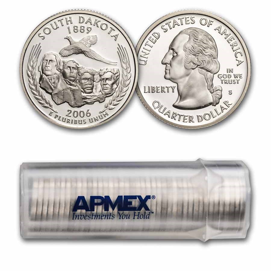 2006-S South Dakota State Quarter 40-Coin Roll Proof (Silver)