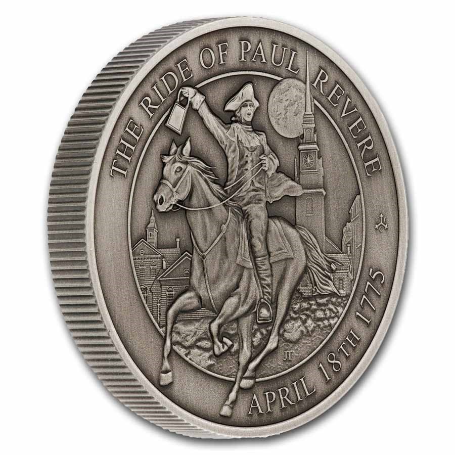 2025 St. Helena 2 oz Silver Paul Revere Midnight Ride Antique UHR