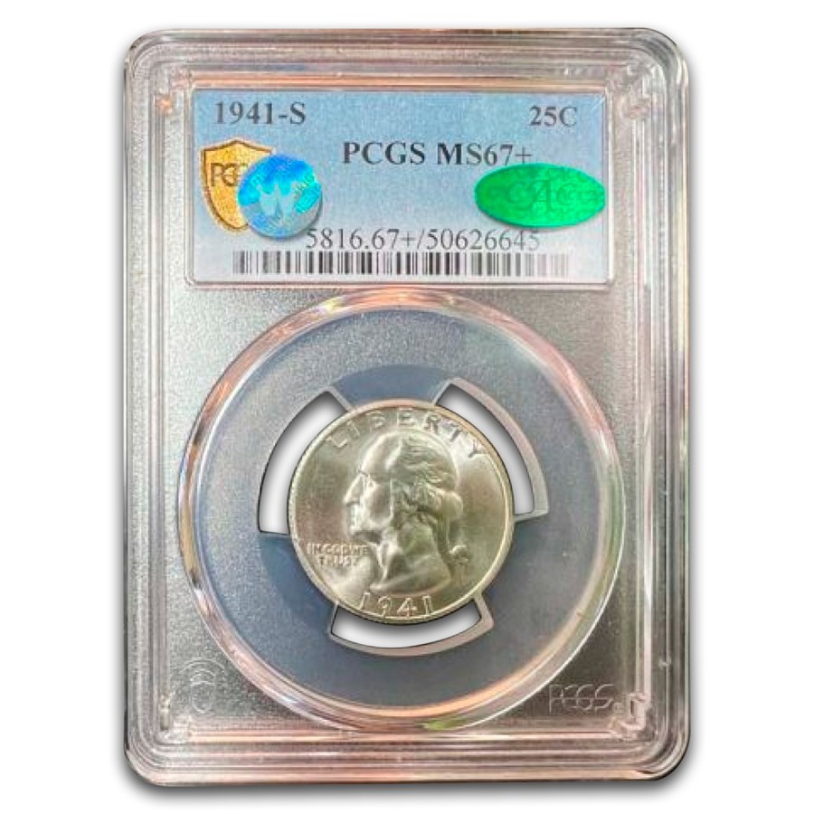 1941-S Washington Quarter MS-67+ PCGS CAC