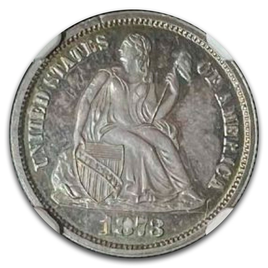 1873 Liberty Seated Dime PF-66+ NGC (CL 3, No Arrows)