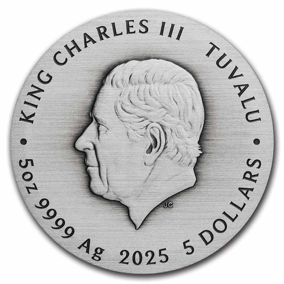 2025 Tuvalu 5 oz Silver Colorized Unicorn Antiqued HR (Box, COA)