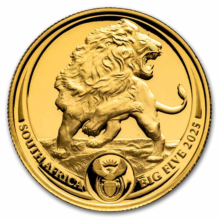 2025 South Africa 1/4 oz Proof Gold Big Five Lion (w/ Box & COA)