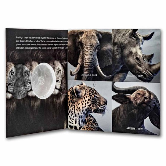 2025 South Africa 1 oz Silver Big Five Lion BU (In Blister Pack)