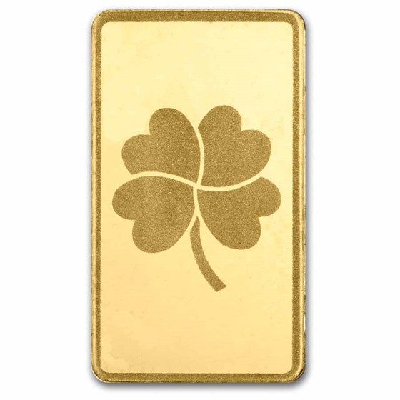 1/2 gram Gold Bar - Half Gram of Luck (Green Lucky Clover Card)