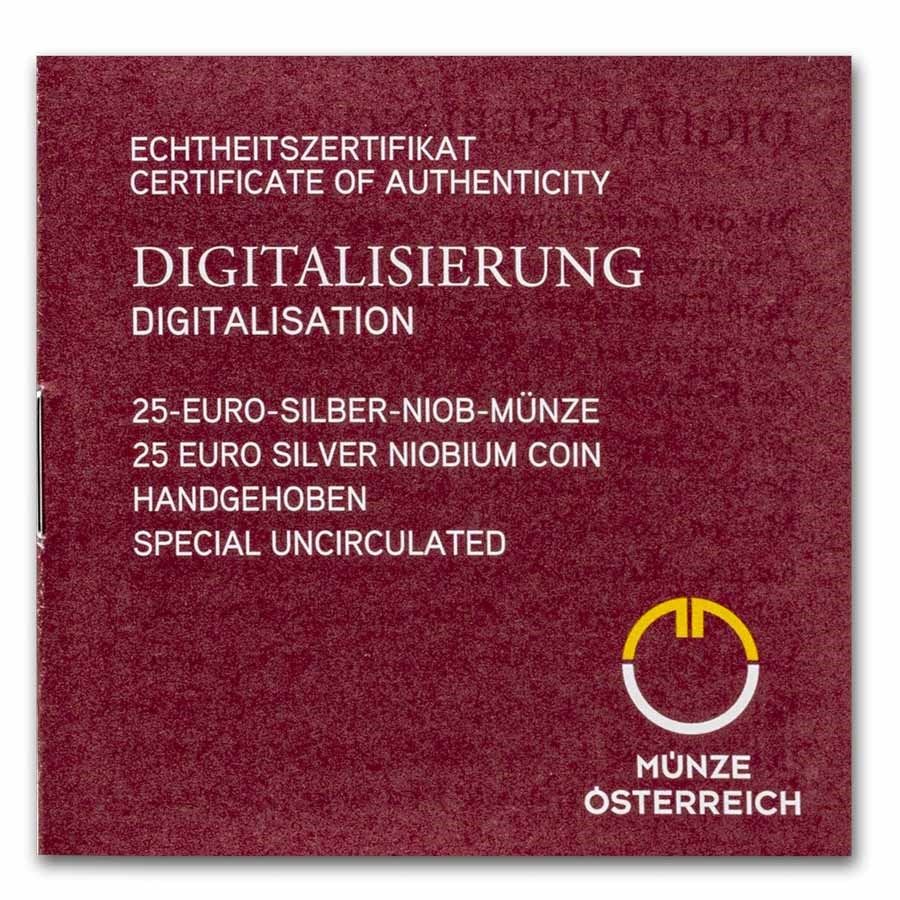 2025 Austria Silver/Niobium Digitalization €25 BU