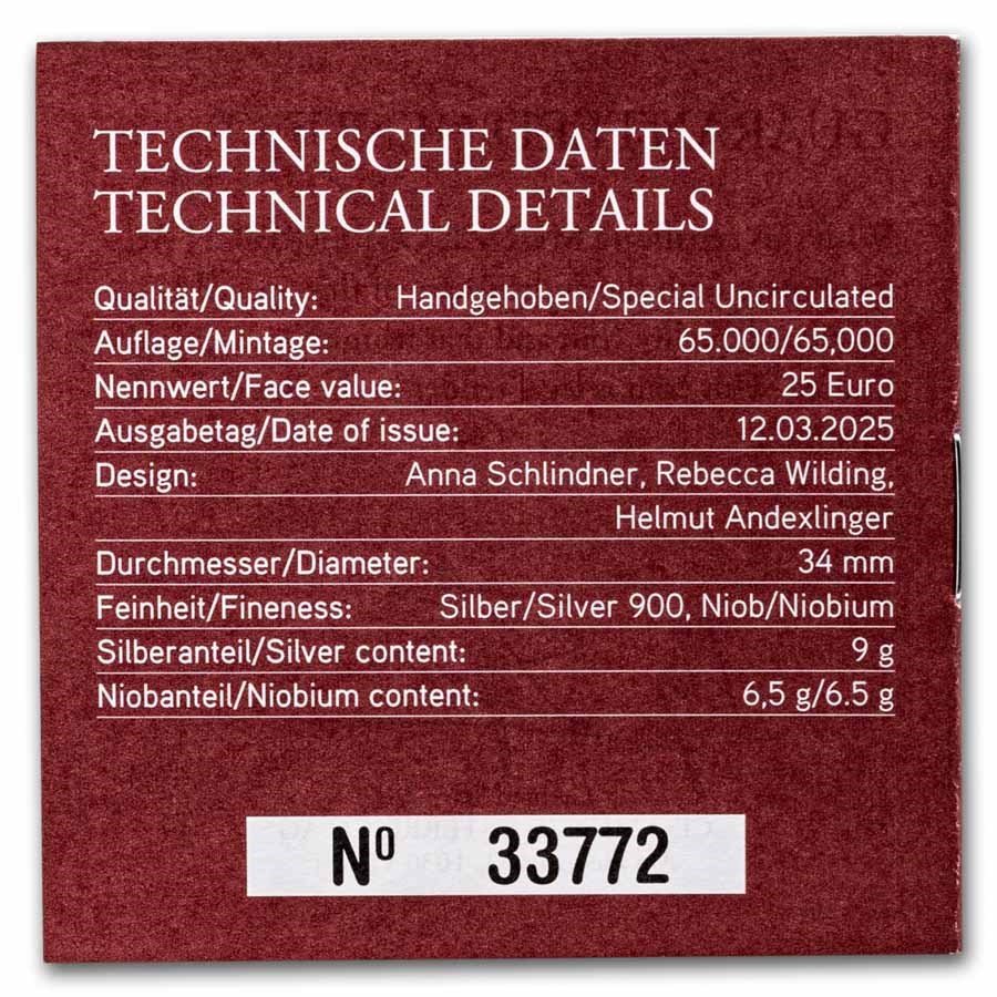 2025 Austria Silver/Niobium Digitalization €25 BU