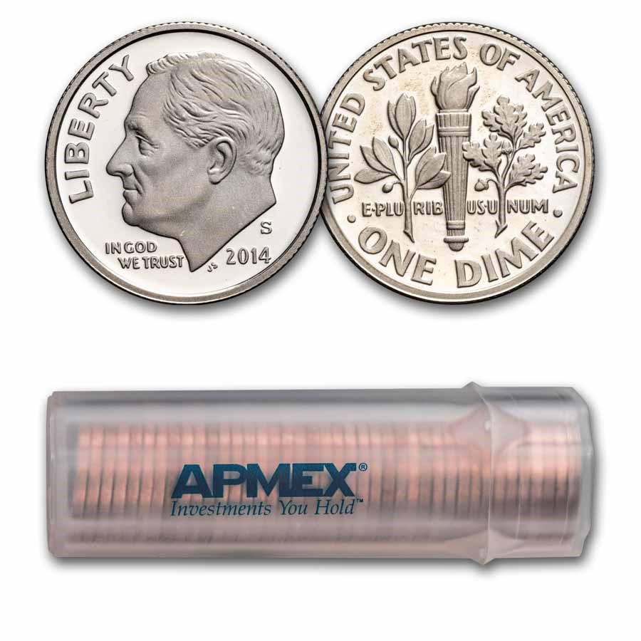 2014-S Roosevelt Dime 50-Coin Roll Proof (Silver)