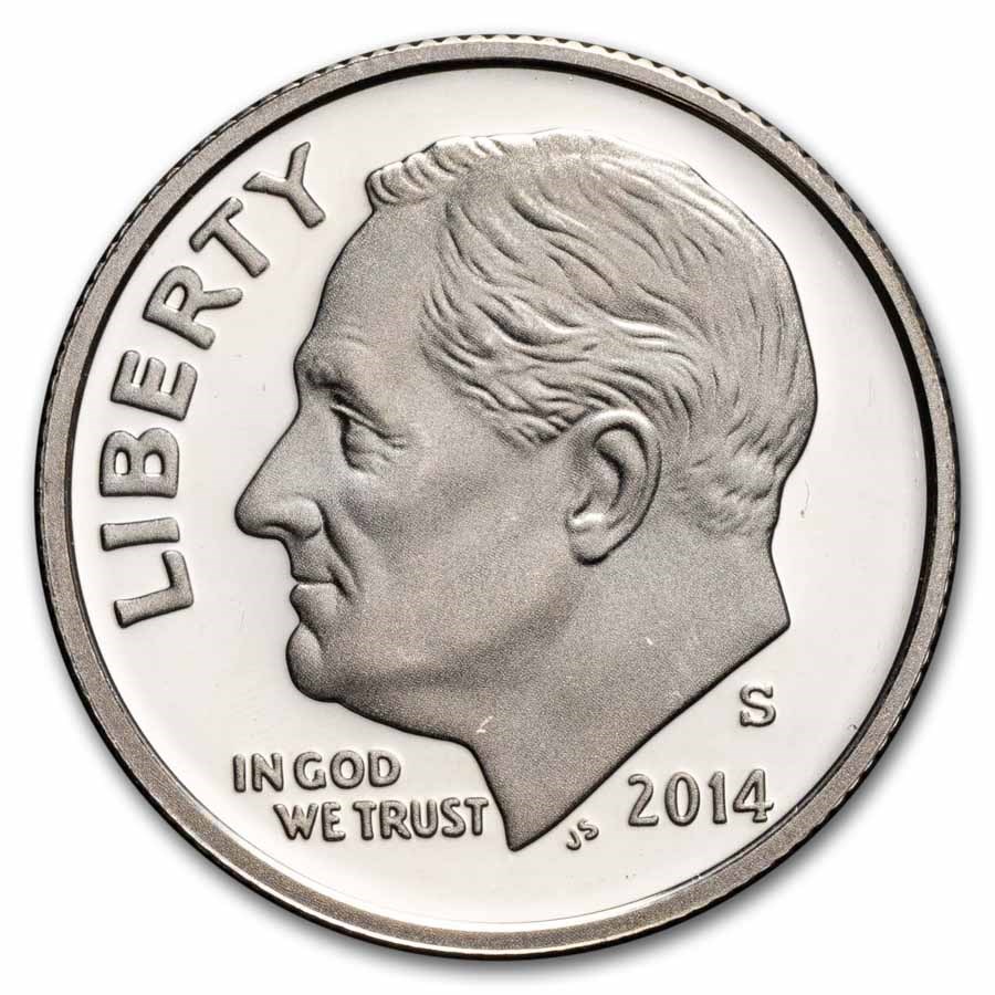 2014-S Roosevelt Dime 50-Coin Roll Proof (Silver)