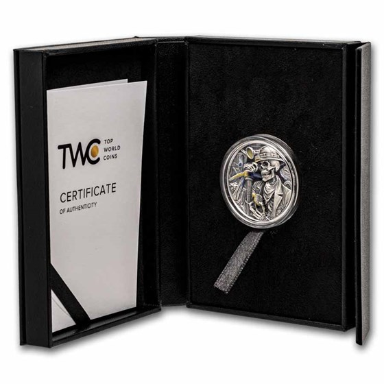 2025 Republic of Ghana 1 oz Silver Antique Memento Mori: Miner