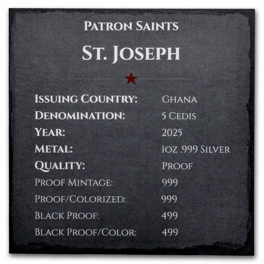 2025 Ghana 1 oz Silver Patron Saints St. Joseph (Box/COA)